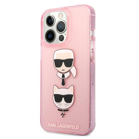 Karl Lagerfeld Glitter Karl & Choupette Head - iPhone 13 Pro Case (pink)