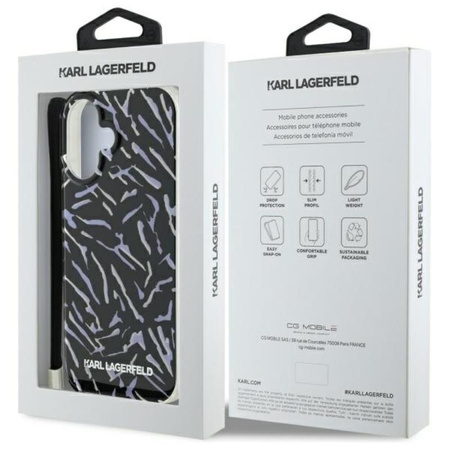 Karl Lagerfeld Zebra With Cord - Hülle für iPhone 16 Plus (violett)