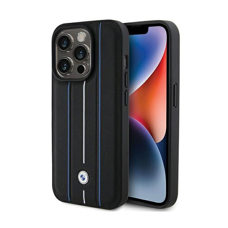 BMW Leather Stamp Blue Lines - iPhone 15 Pro Max Case (black)