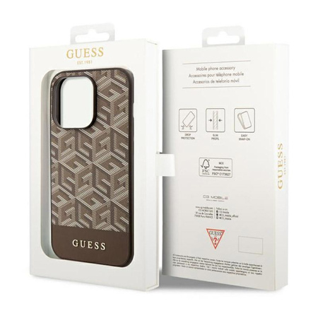 Guess GCube Stripes MagSafe - Case for iPhone 14 Pro Max (Brown)