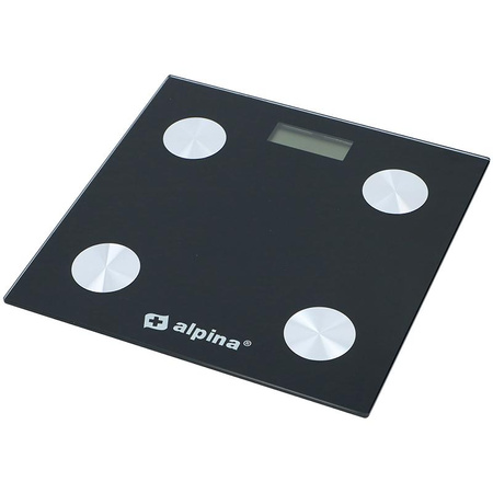 Alpina - Intelligente Waage mit BMI-Körperanalysator, Bluetooth, App (schwarz)