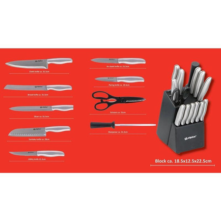 Alpina - Kitchen knife set with stand / block 15 items