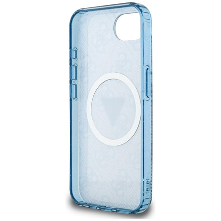 Guess IML Metall Glitter 4G Circle Triangle MagSafe - Gehäuse für iPhone 16e (blau)
