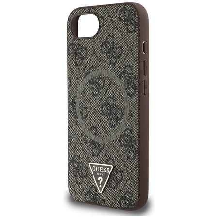 Guess 4G Ring Triangle Logo MagSafe - pouzdro pro iPhone 16e (hnědé)