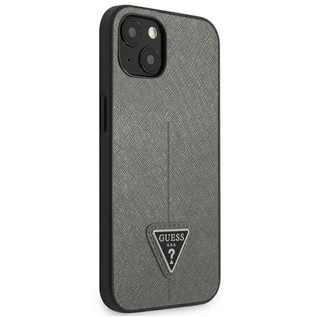 Guess Saffiano Triangle Logo Case - Schutzhülle für iPhone 13 (Silber)
