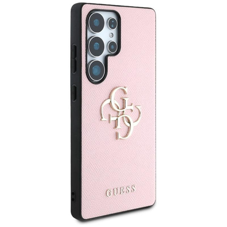 Guess Grained Big 4G Logo Small Classic Logo - Etui do Samsung Galaxy S25 Ultra (różowy)