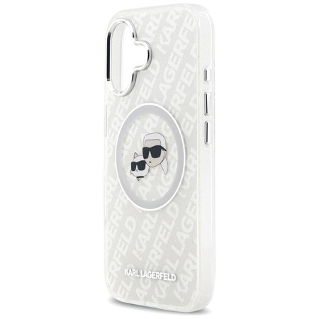 Karl Lagerfeld IML Glitter Karl & Choupette Heads Logo MagSafe - Hülle für iPhone 17 (grau)