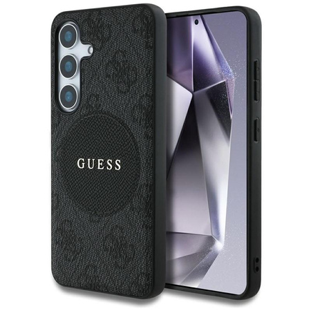 Guess 4G Round Patch Classic Logo MagSafe - pouzdro pro Samsung Galaxy S25 (černé)