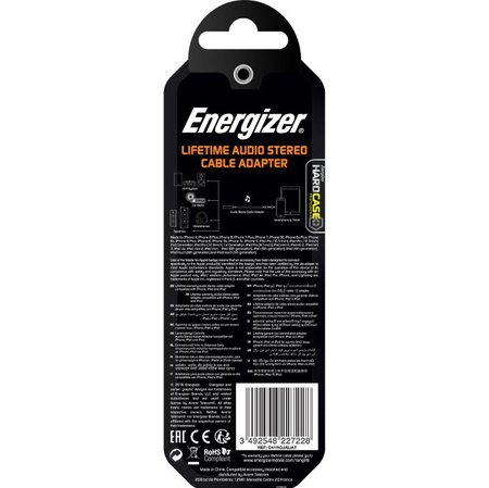 Energizer HardCase - Lightning to 3.5 mm jack audio adapter MFi certified 11 cm ROW (White) lifetime warranty