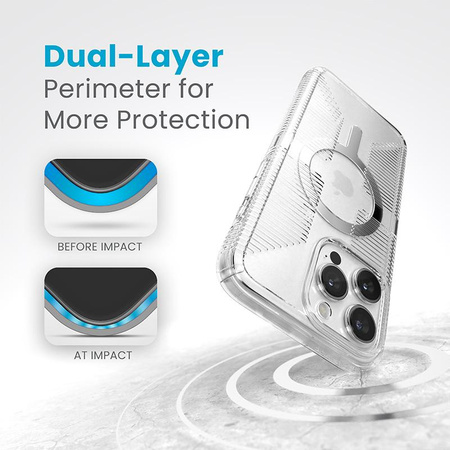 Speck Gemshell Grip + MagSafe - Case for iPhone 15 Pro Max (Clear / Chrome Finish)