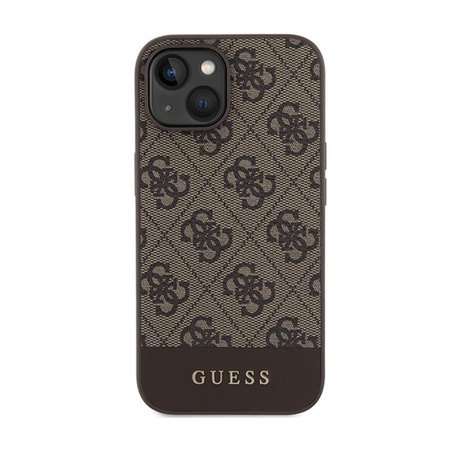 Guess 4G Bottom Stripe Metal Logo Collection - pouzdro pro iPhone 15 (hnědé)