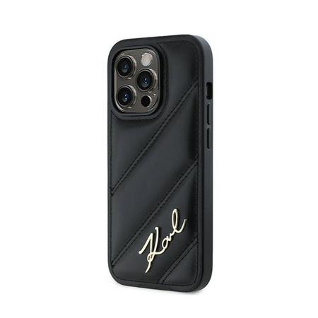 Karl Lagerfeld Diagonal gesteppte Schrift - iPhone 14 Pro Tasche (schwarz)