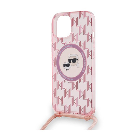 Karl Lagerfeld IML Crossbody Monogram Karl & Choupette Head MagSafe - iPhone 15 / 14 / 13 tok (rózsaszín)