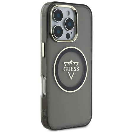 Guess IML Metal Mountain Logo MagSafe - Tasche für iPhone 16 Pro (schwarz)