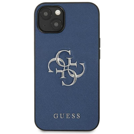 Guess Saffiano 4G Big Silver Logo - iPhone 13 mini Tasche (blau)