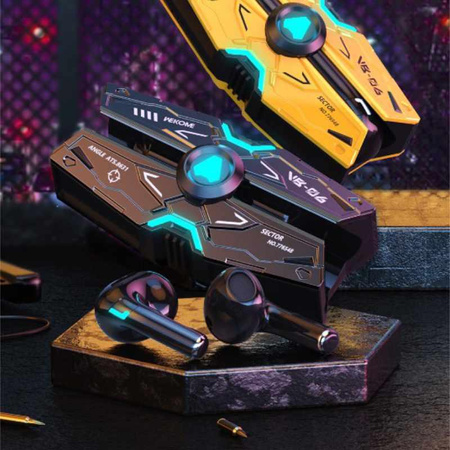 WEKOME VB06 Mecha sorozat - Bluetooth V5.3 TWS vezeték nélküli fejhallgató töltőtáskával (Tarnish)