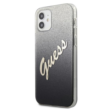 Guess Glitter Gradient Script - iPhone 12 mini Tasche (schwarz)