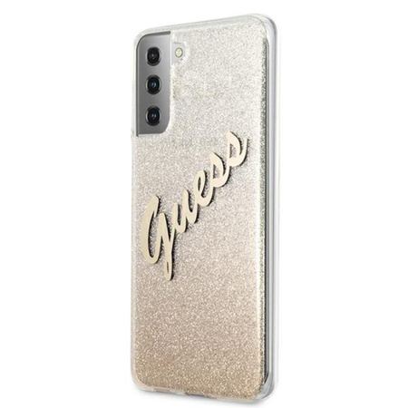 Guess Glitter Gradient Script - Samsung Galaxy S21 Case (Gold)