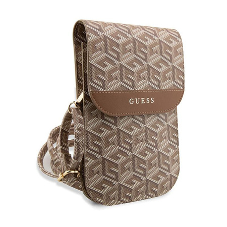 Guess GCube Stripe Phone Bag - Bag with smartphone compartment (Brown)
