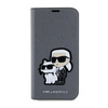 Karl Lagerfeld Booktype NFT Saffiano Karl & Choupette - iPhone 14 Tasche (Silber)