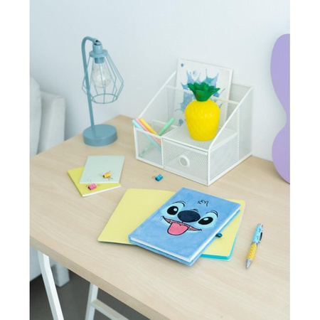 NOTATNIK PLUSZOWY A5 W KROPKI STITCH Z DŁUGOPISEM Disney ZESZYT Z GUMKĄ
