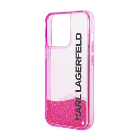 Karl Lagerfeld Liquid Glitter Translucent Elongated Logo Case - Hülle für iPhone 14 Pro Max (Pink)