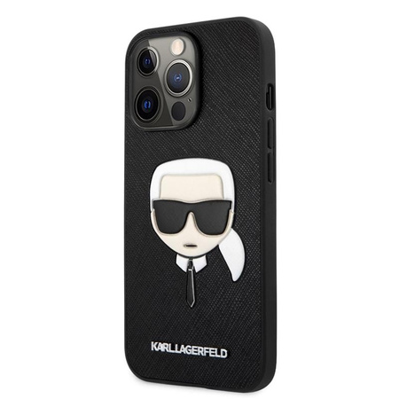 Karl Lagerfeld Saffiano Ikonik Karl`s Head - Coque iPhone 13 Pro Max (noir)