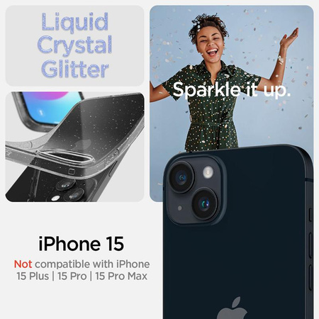 Spigen Liquid Crystal Glitter - pouzdro pro iPhone 15 (průhledné)