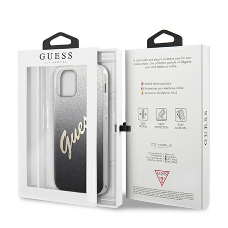 Guess Glitter Gradient Script - iPhone 12 Pro Max Tasche (Schwarz)