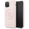 Guess Silicone 4G Tone to Tone - Coque iPhone 11 Pro Max (Rose clair)