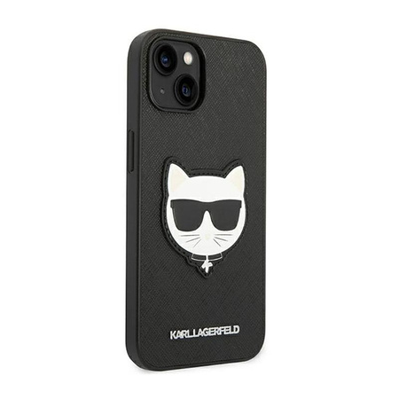 Karl Lagerfeld Saffiano Choupette Head Patch Case - pouzdro pro iPhone 14 Plus (černé)