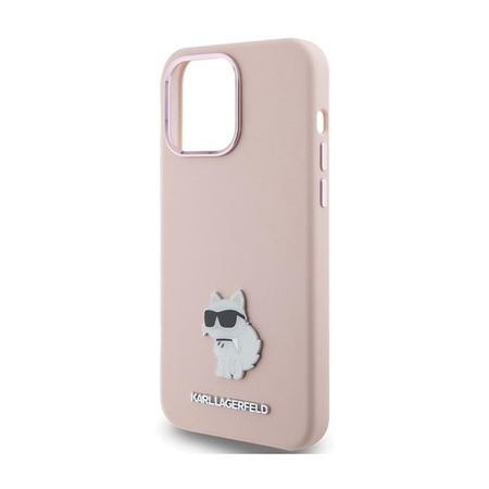 Karl Lagerfeld Silicone Choupette Metal Pin - iPhone 15 Pro Max Tasche (pink)