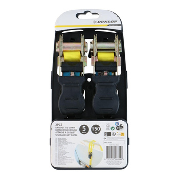 Dunlop - Ratchet Tie Down Strap with Locking Mechanism 5 m / 150 kg 2 pcs