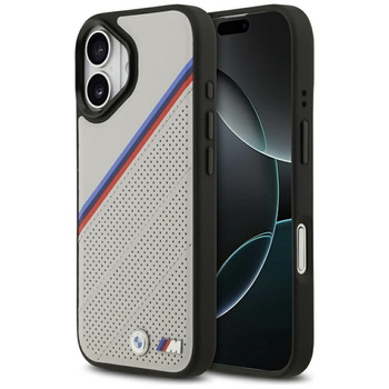 Custodia MagSafe per iPhone 17 con logo tricolore in metallo BMW M (grigio)