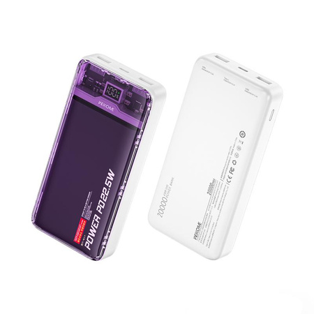 WEKOME WP-351 Vanguard Serie - Powerbank 20000 mAh PD 20W + QC 22.5W (Lila / Transparent)