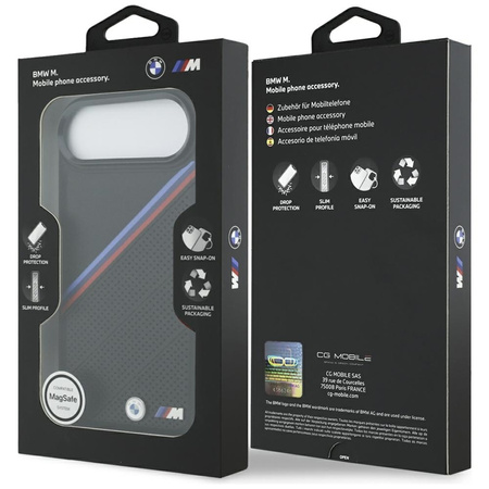 BMW M Tricolor Metal Logo MagSafe - Pouzdro na iPhone Air (černé)