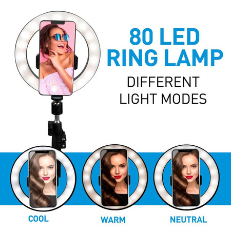 Grundig - Lampe annulaire LED avec trépied pour photos, selfie, maquillage