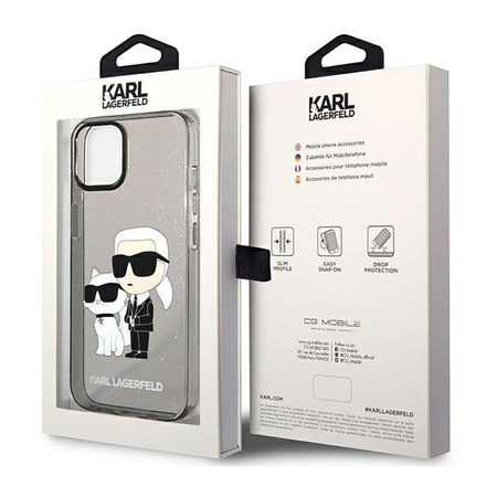 Karl Lagerfeld IML Glitter NFT Karl & Choupette - iPhone 12 / iPhone 12 Pro Case (black)
