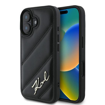 Karl Lagerfeld steppelt aláírás - iPhone 16 tok (fekete)