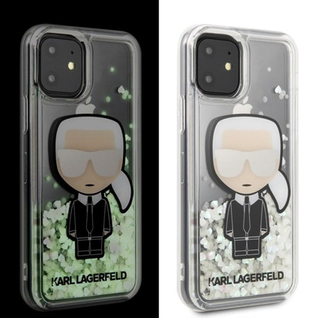 Karl Lagerfeld Glitter Glowdark Iconic - Coque iPhone 11