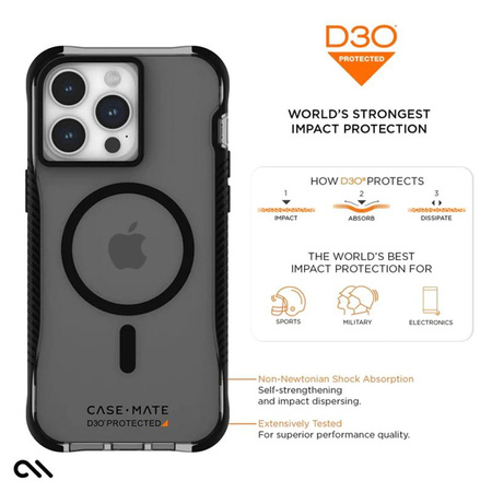 Case-Mate Tough Grip Plus D3O MagSafe - Etui iPhone 15 Pro Max (Smoke/Black) 