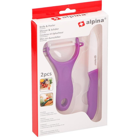 Alpina - Peeler + vegetable knife set (Purple)