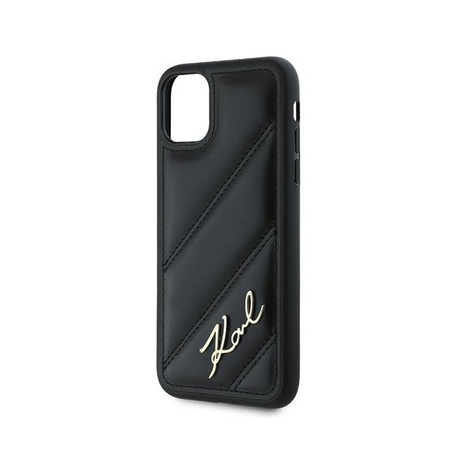 Karl Lagerfeld Diagonale gesteppte Schrift - iPhone 11 Tasche (schwarz)