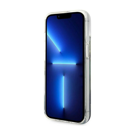 Guess Liquid Glitter Flower - Hülle für iPhone 14 Plus (Blau)