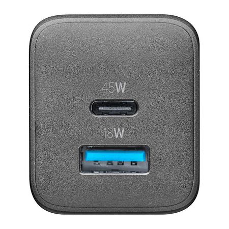 Cellularline Multipower Micro GaN - USB-C & USB-A Power Delivery Chargeur secteur 45W (noir)