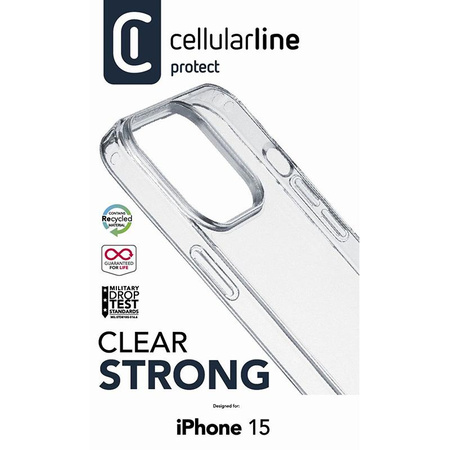 Cellularline Clear Strong - iPhone 15 Hülle mit antimikrobiellem Schutz (klar)