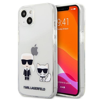 Karl Lagerfeld Ikonik & Choupette - Coque pour iPhone 13 Mini (Transparent)