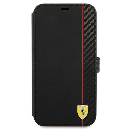 Ferrari Booktype On Track Carbon Stripe - iPhone 13 Pro Max tok (fekete)
