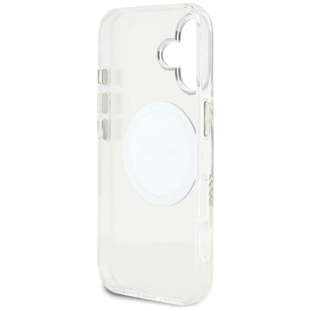 Guess IML Metal Colored Circle Classic Logo MagSafe - Hülle für iPhone 16 (weiß)