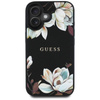Guess Grained Printed Flower Pattern MagSafe - pouzdro pro iPhone 16 (černé)